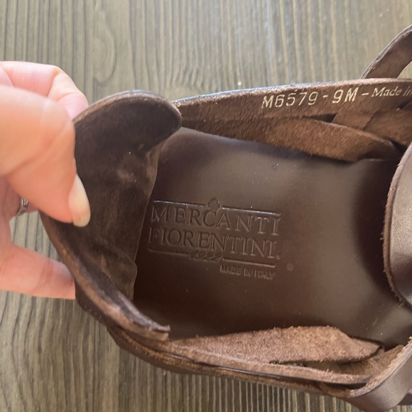 Mercanti Fiorentini Leather man Sandals made in Italy size 9 - Picture 2 of 4
